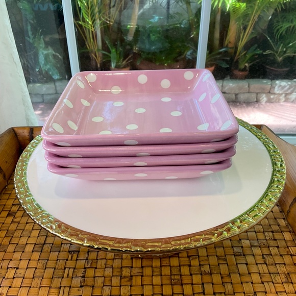 Pampered Chef Pink White Plates - Picture 3 of 7